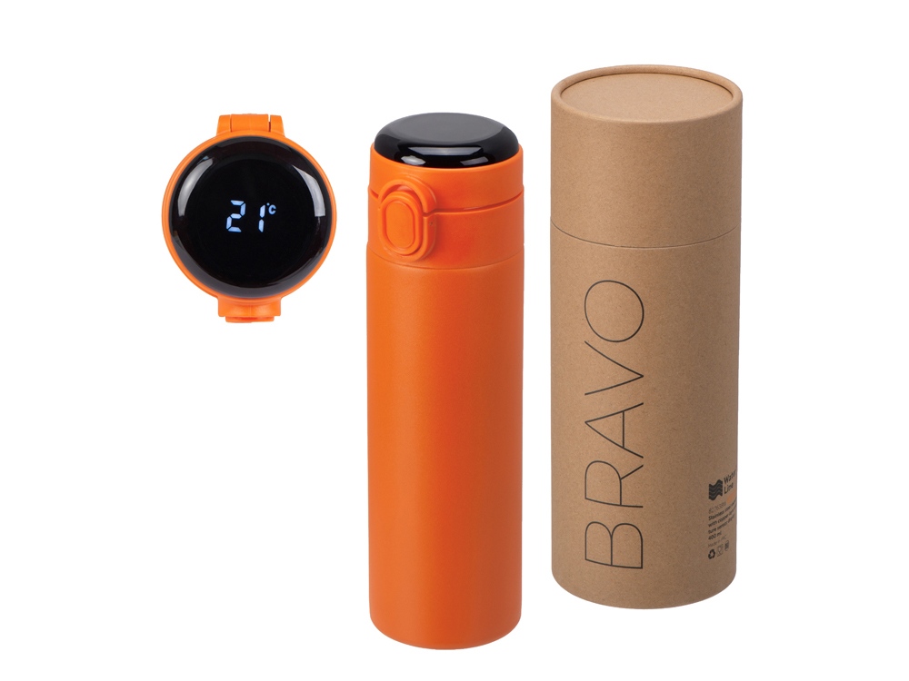 Вакуумная термокружка Waterline с медной изоляцией Bravo, 400 мл, тубус с логотипом Waterline | Print Logo
