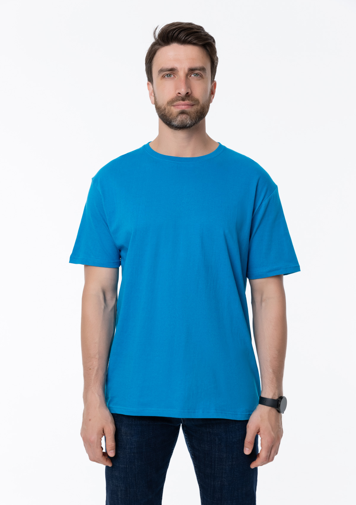 Футболка унисекс без бокового шва STAN хлопок 160, 02, Лазурный,  (40/1)  (48/M)