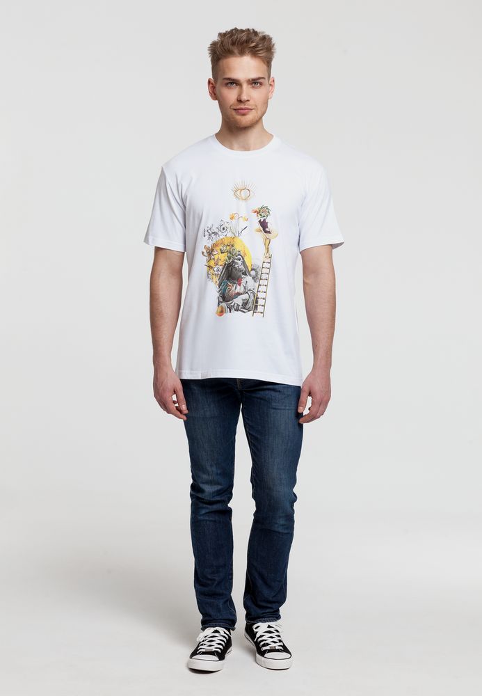 Футболка мужская «Трудно быть богом» — пример нанесения логотипа (Принтэссенция) | Print Logo