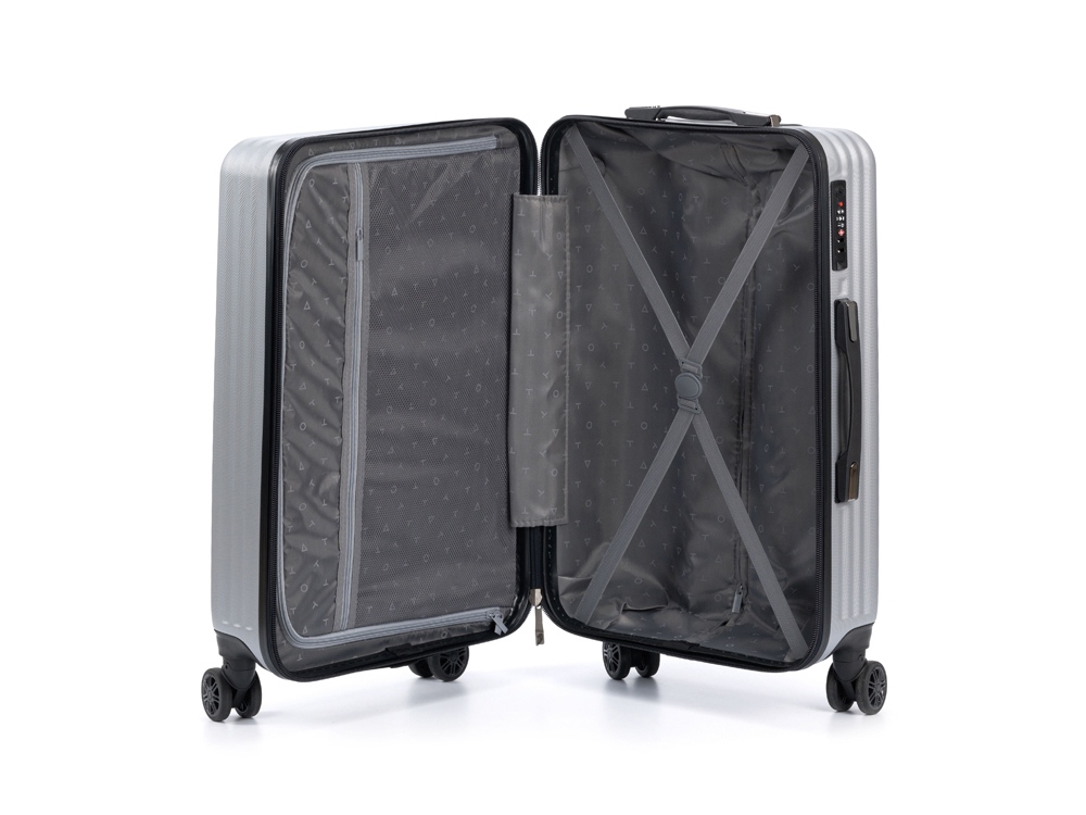 Чемодан TORBER ЛАМА, серебристый, ABS-пластик, 43 х 25,5 х 67 см, 62 л