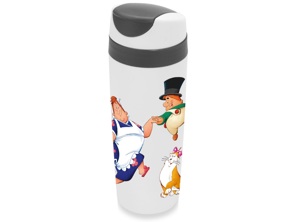 Термокружка пластиковая 450 мл Карлсон — пример нанесения логотипа (Союзмультфильм x Oasis) | Print Logo