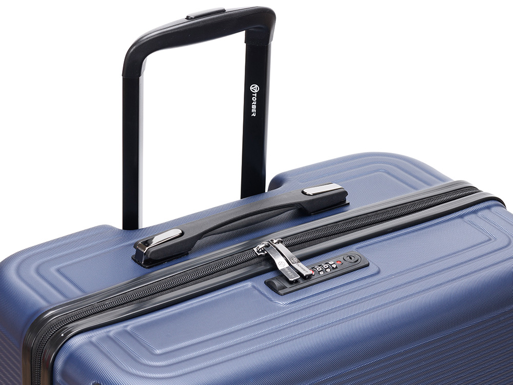 Чемодан TORBER ОНЕГА, синий, ABS-пластик, 79,5 х 51 х 29 см, 103 л