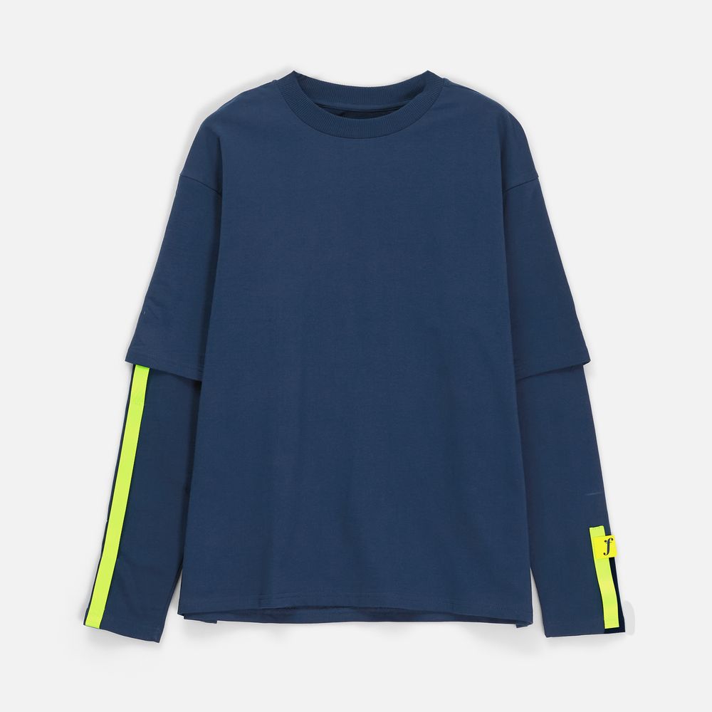 Футболка оверсайз с двойным рукавом Kosmos, темно-синяя, размер M/L