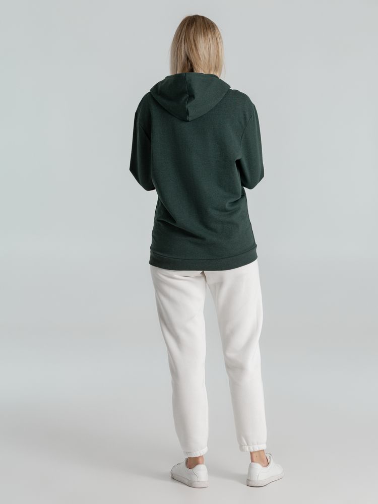 Толстовка с капюшоном унисекс Hoodie, темно-зеленый меланж, размер M