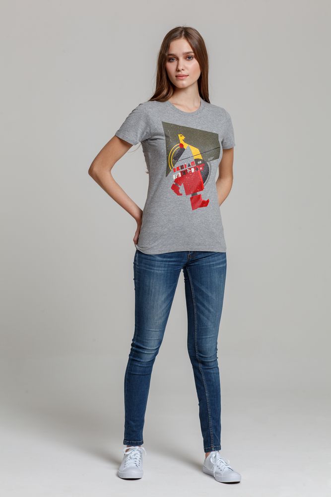 Футболка женская «На шаг впереди», серый меланж, размер L