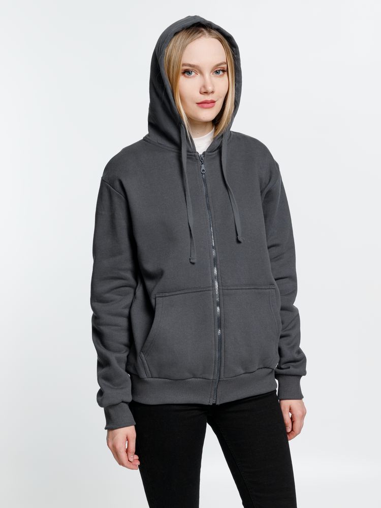 Толстовка на молнии с капюшоном Siverga Heavy 2.0, темно-серая (графит), размер XXL