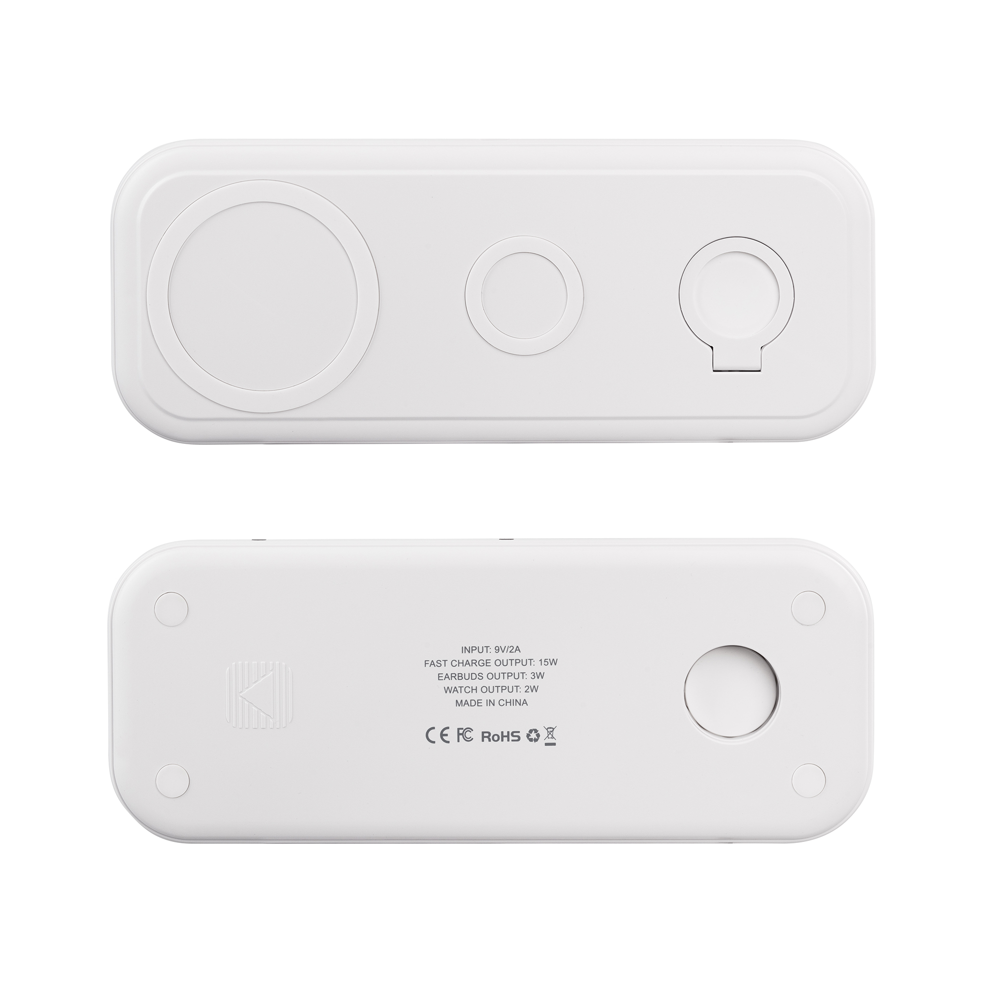 Настольная беспроводная (15W) зарядная станция "Snow Board" для смартфона, часов и наушников фото на сайте Print Logo.