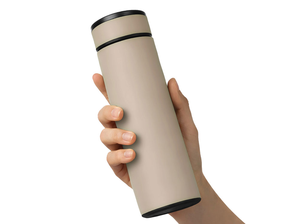 Термос Confident с покрытием soft-touch 420мл, бежевый