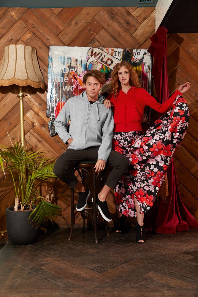 Толстовка мужская Hooded Full Zip серый меланж фото на сайте Print Logo.