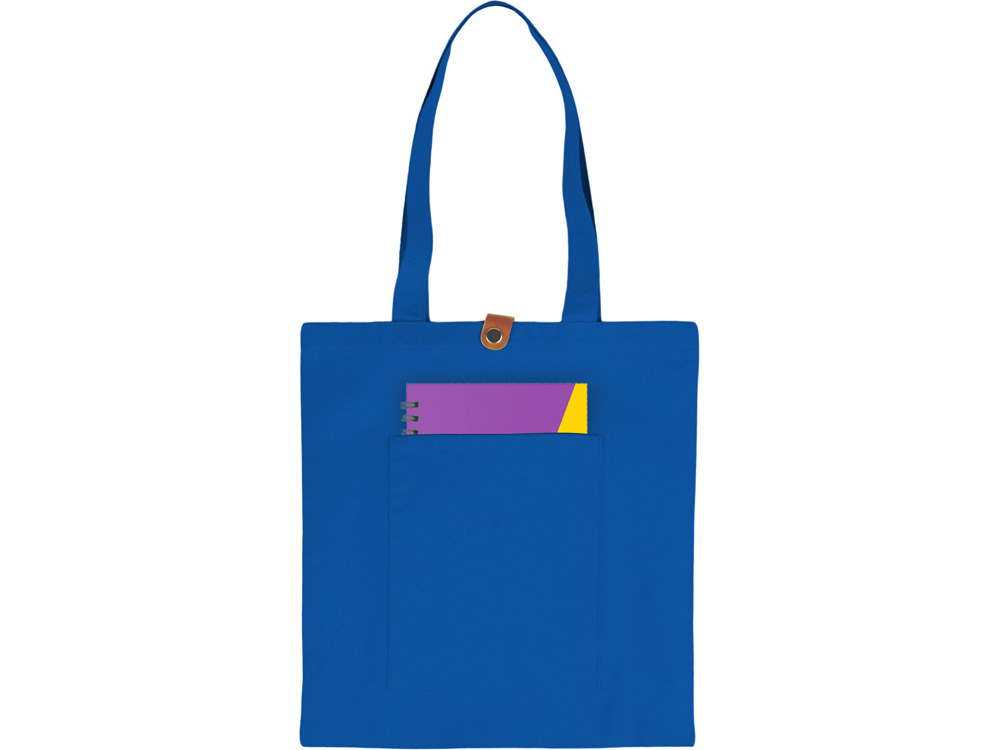 Сумка Clip из хлопка 340 г/м2 с застежкой из экокожи, синий