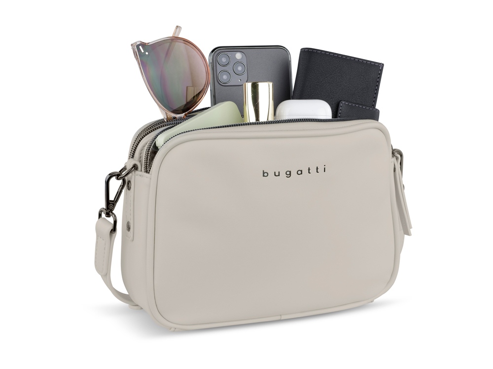 Сумка кросс-боди женская BUGATTI АЛМАТА | ALMATA, бежевая, полиуретан, 21,5х6х15 см