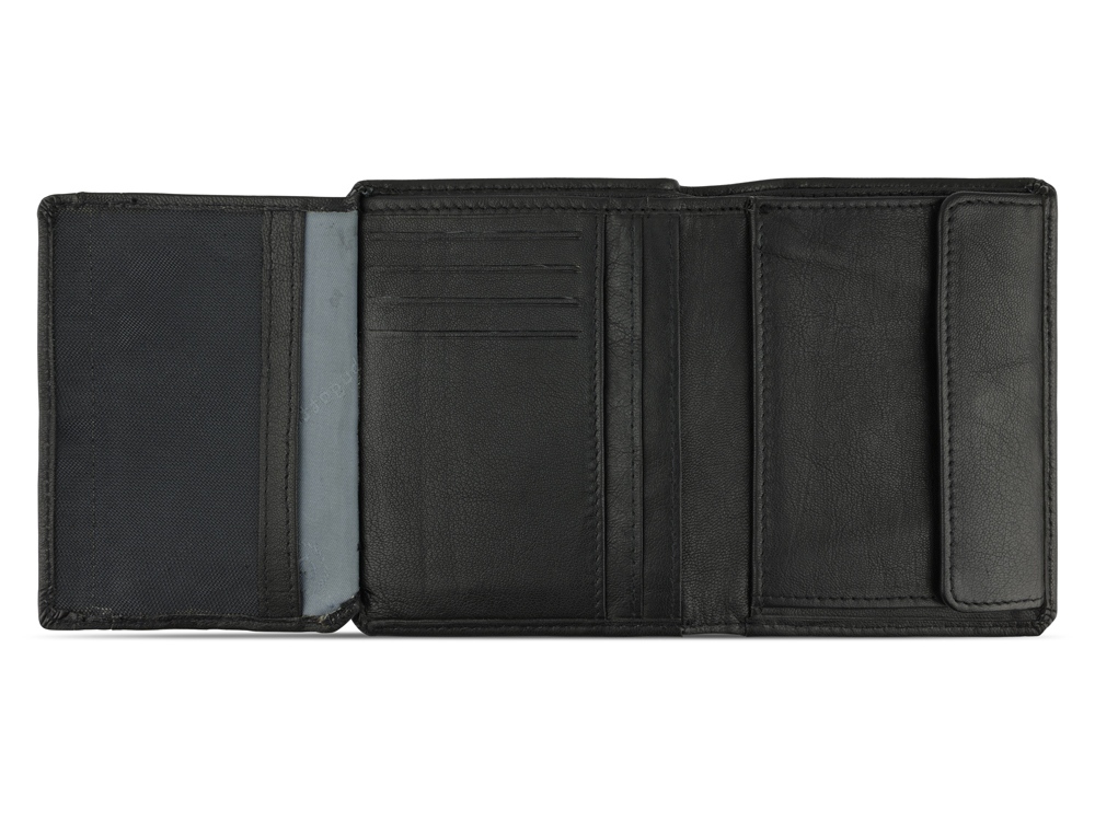 Портмоне BUGATTI Bomba, с защитой данных RFID, чёрное, кожа/полиэстер, 10х2х12,5 см