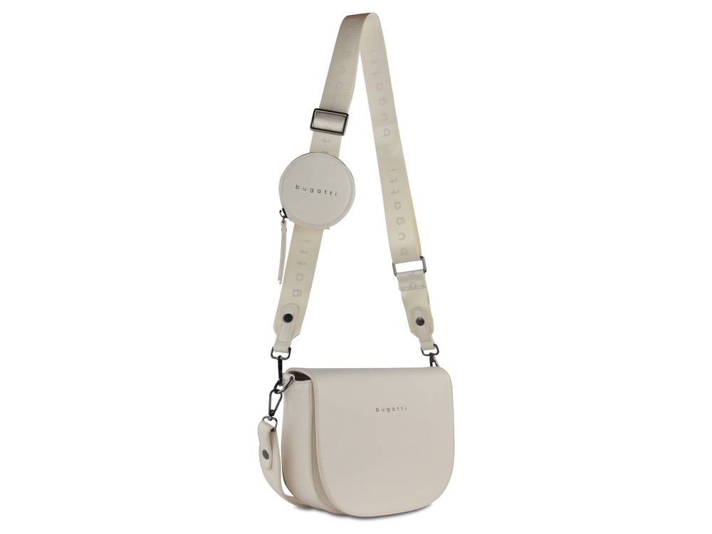 Сумка наплечная женская BUGATTI АЛМАТА | ALMATA, с кошельком, бежевая, полиуретан, 27х6х18,5 см