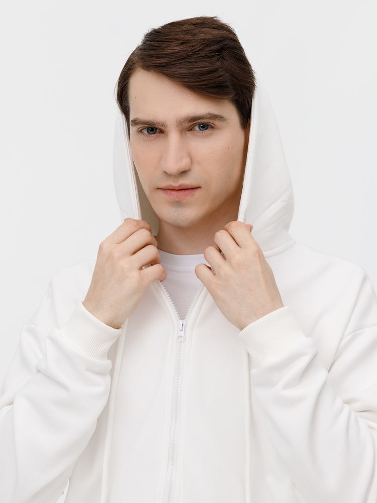 Толстовка унисекс оверсайз на молнии Zippy Terry, белая, размер XL/XXL