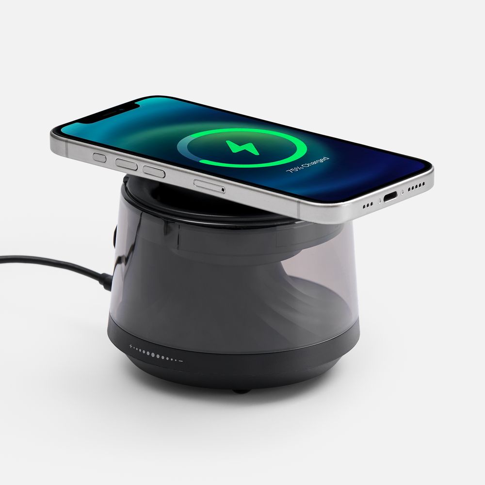 Bluetooth-колонка с подсветкой и беспроводной зарядкой Quantium фото на сайте Print Logo.