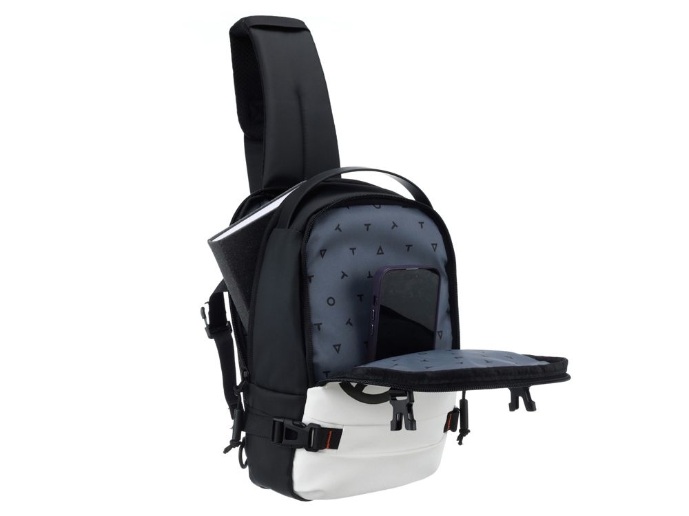 Рюкзак на одно плечо TORBER ЭКСТРИМ, белый/чёрный, 20 х 8 х 31 см, 5л