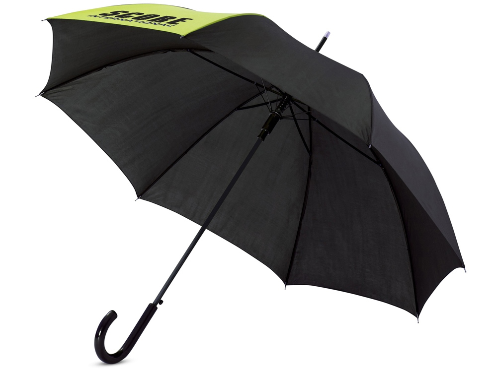 Зонт-трость Lucy 23 полуавтомат, черный/неоново-зеленый