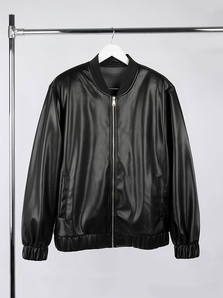 Бомбер из искусственной кожи Univer с логотипом Manevr | Print Logo