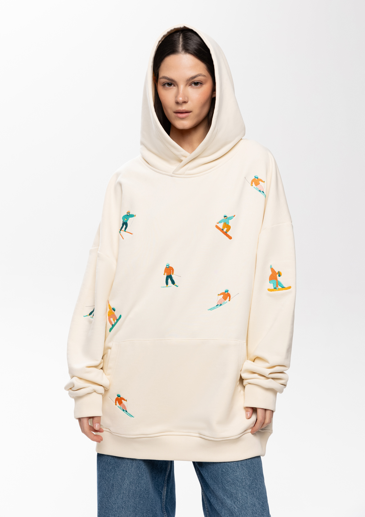 Худи унисекс STAN оверсайз футер без начёса 350, 66, Молочный,  (11)  (50/L)