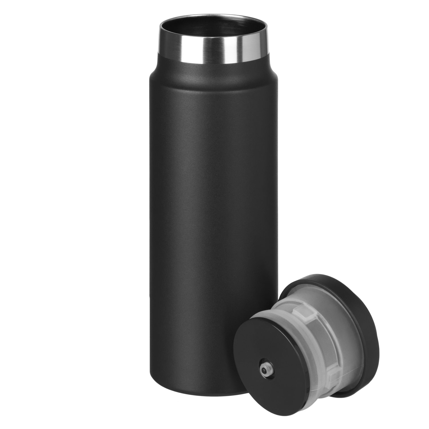 Термобутылка вакуумная герметичная Аллегра (Allegra), серая — пример нанесения логотипа (Portobello Чёрная пятница) | Print Logo