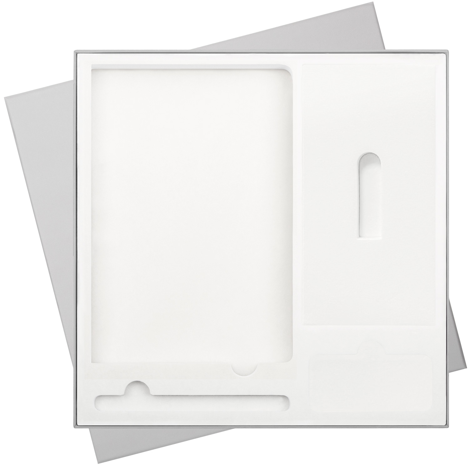 Подарочная коробка без ложемента для ежедневника, ручки и аккумулятора, серая (под съемные ложементы)