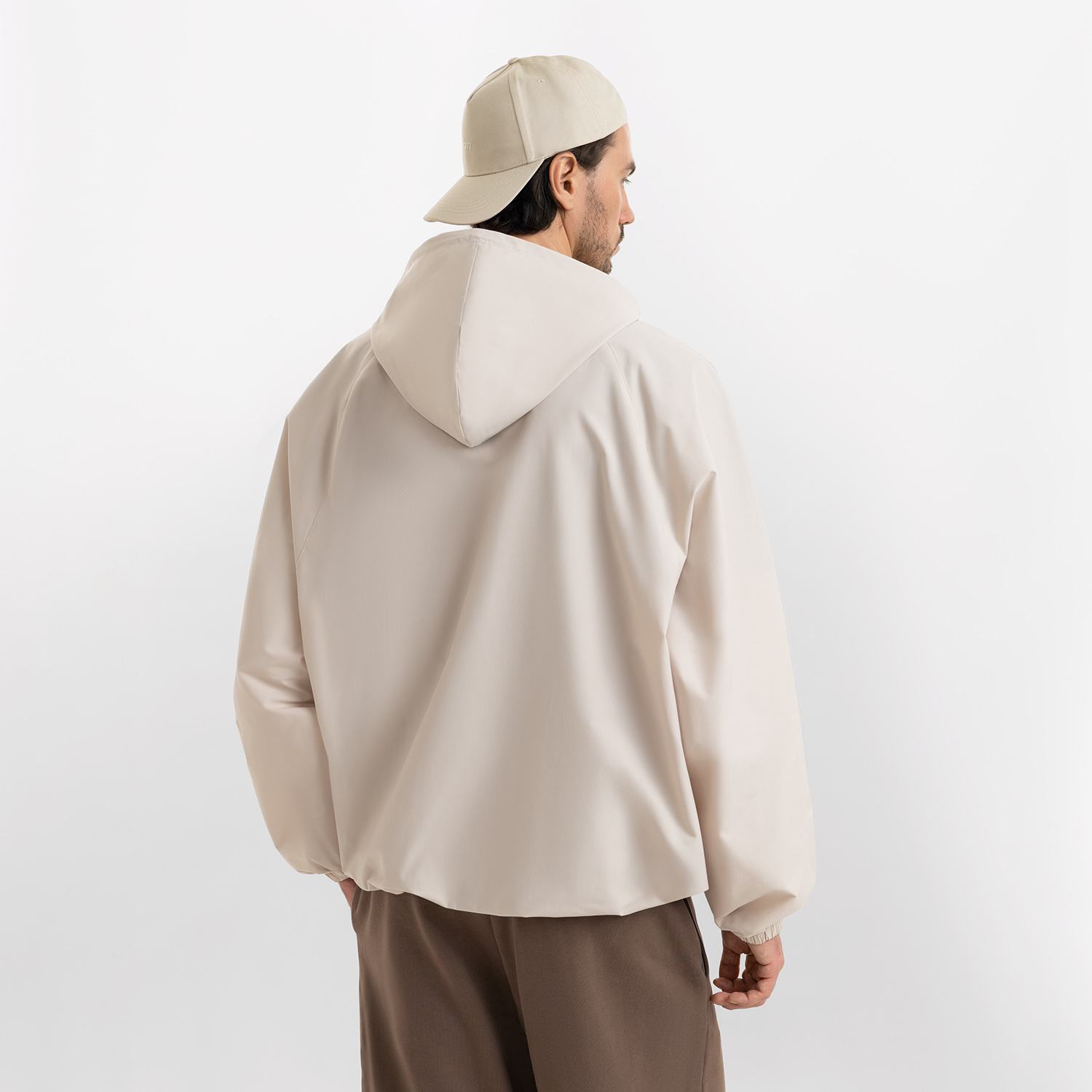 Ветровка (анорак) оверсайз унисекс RISSMAN, бежевая, размер XL/XXL