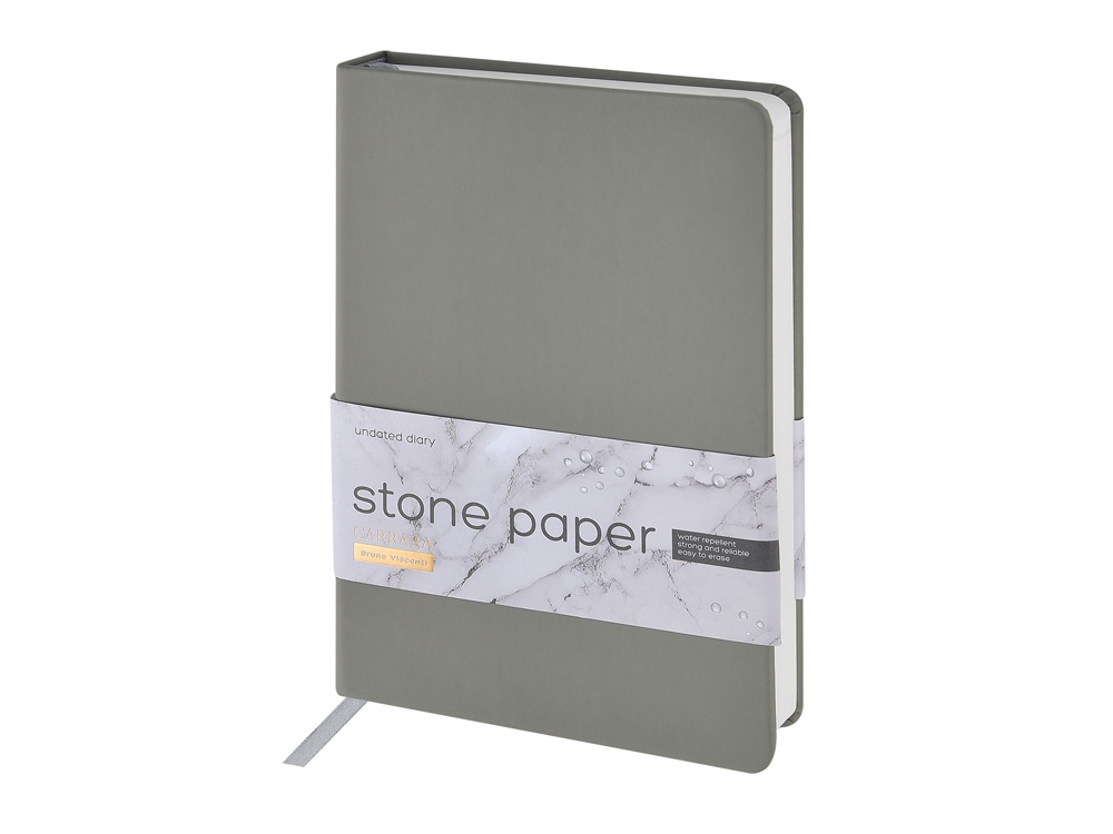 Ежедневник с каменной бумагой недатированный А5 Carrara с логотипом Bruno Visconti | Print Logo