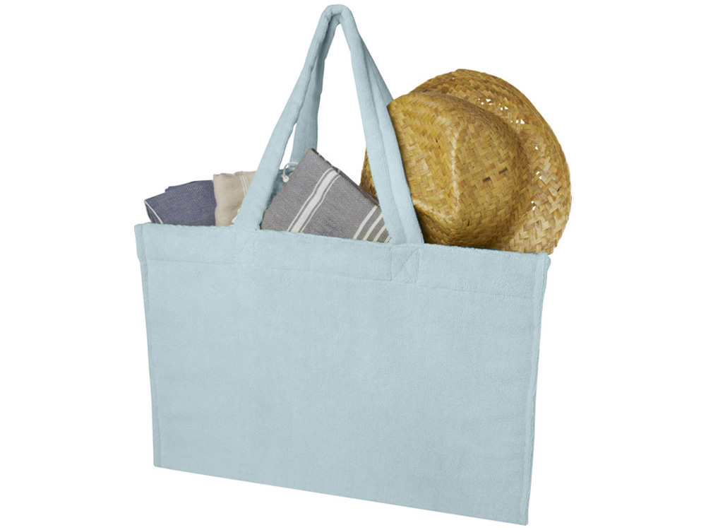 Пляжная эко-сумка Siam объемом 13 л из переработанной махровой ткани, сертифицированной GRS - Cloud Blue