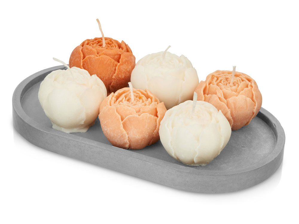 Набор свечей на подставке Пионы с логотипом KIANA | Print Logo