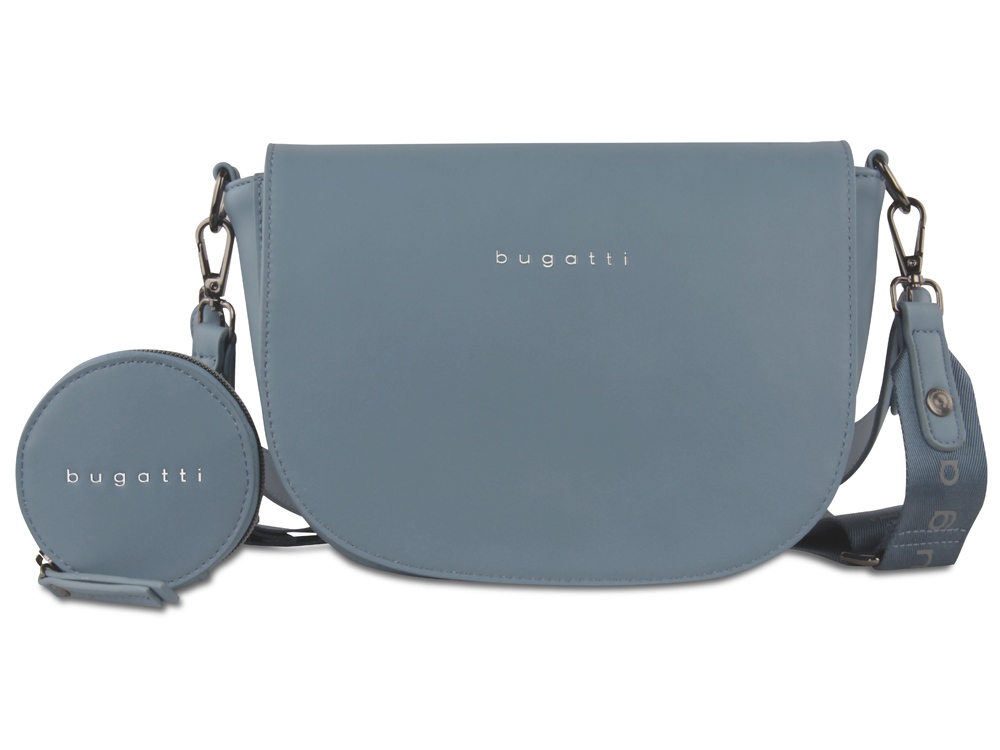 Сумка наплечная женская BUGATTI АЛМАТА | ALMATA, с кошельком, голубая, полиуретан, 27х6х18,5 см