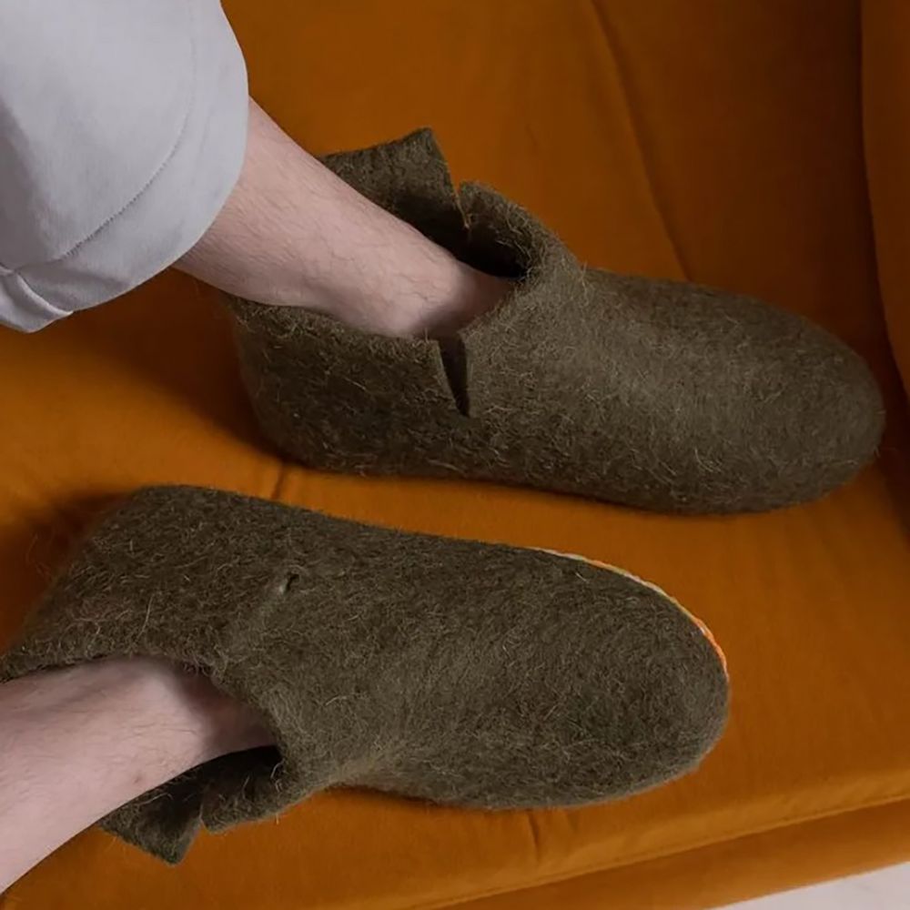 Домашние валенки Wild, зеленые (олива), размер 40