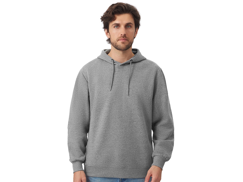 Толстовка с капюшоном оверсайз Lisbon унисекс, серый меланж