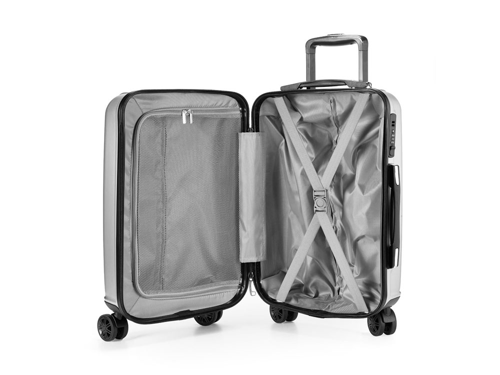 BRUGES. Чемодан на колесах из ABS и PET, Сатин серебро