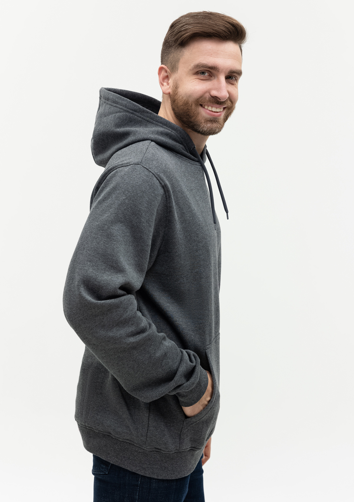 Худи унисекс STAN футер с начёсом 260, 20, Тёмный меланж,  (60/1)  (42/XXS)