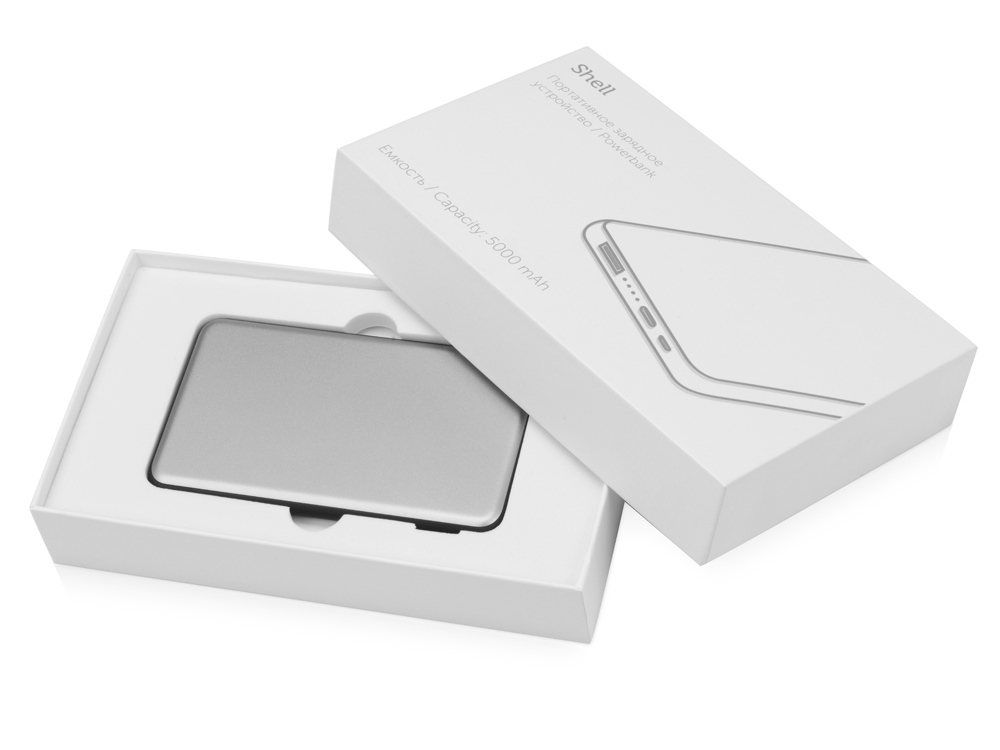 Портативное зарядное устройство Shell, 5000 mAh, серебристый