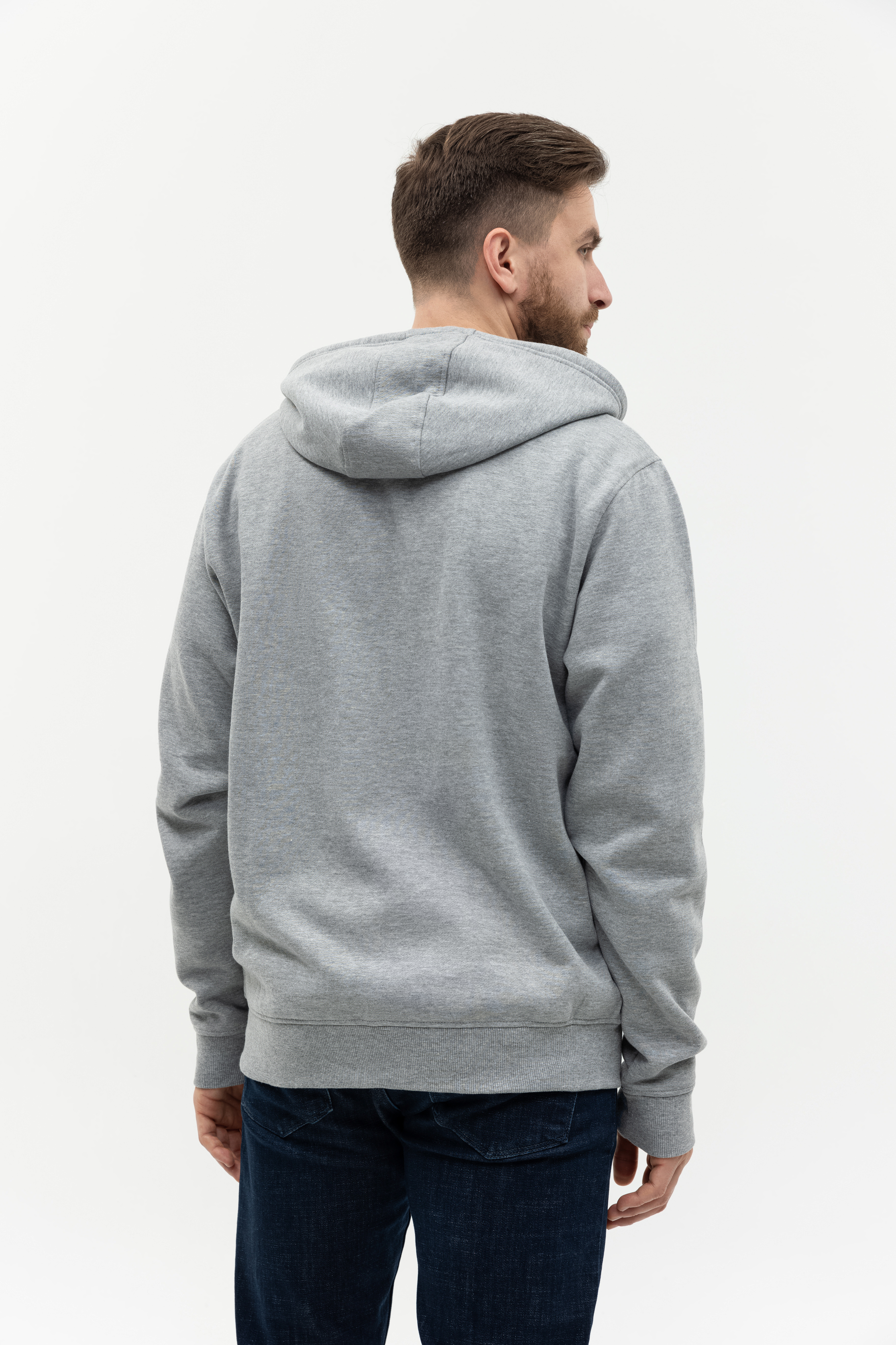 Толстовка мужская STAN с капюшоном на молнии футер с начёсом 280, 17, Серый меланж,  (50/60)  (52/XL)