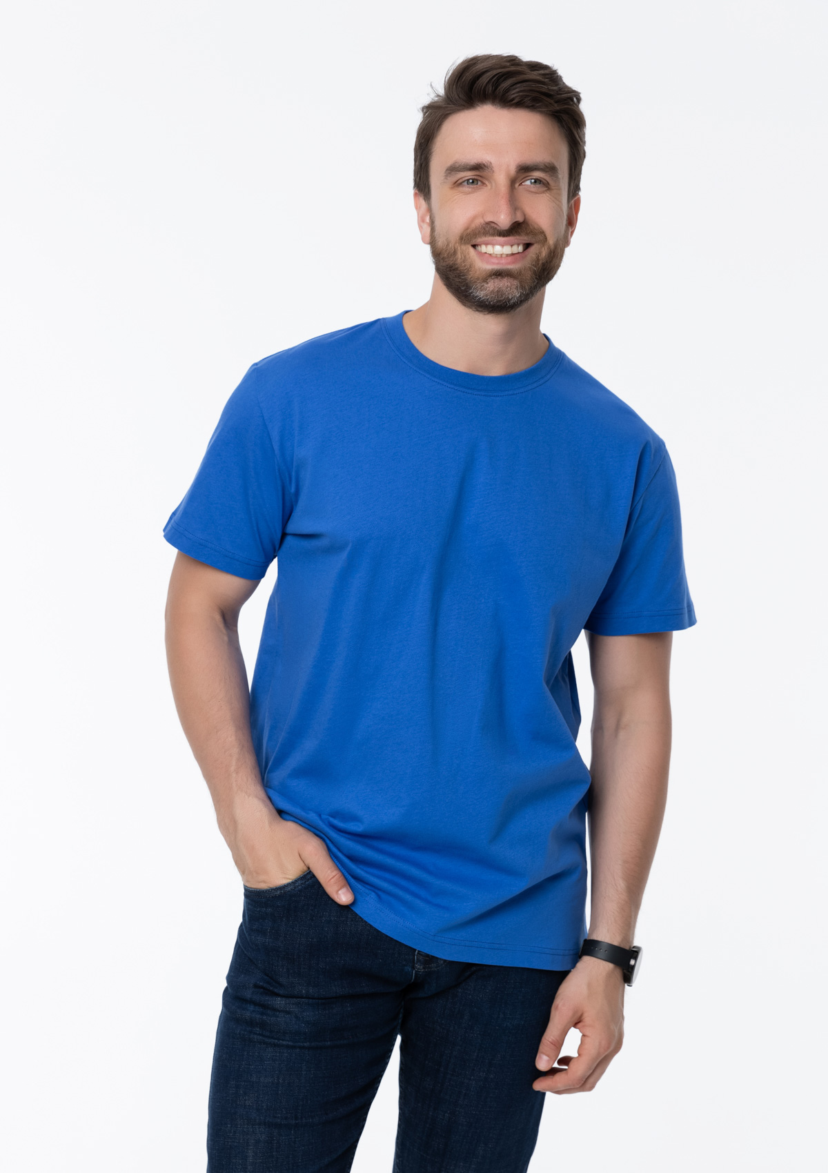 Футболка унисекс хлопок 150, 52, Синий,  (16/1)  (50/L)