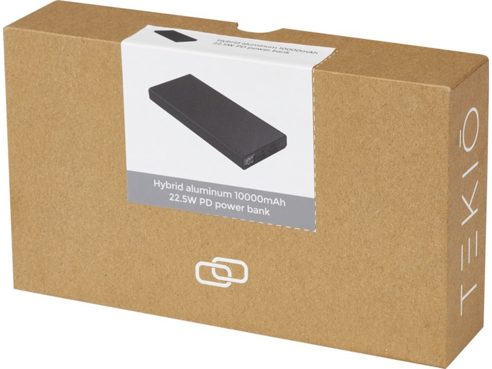 Алюминиевое портативное зарядное устройство Hybrid на 10 000 мАч и 22,5 Вт с PD, черный