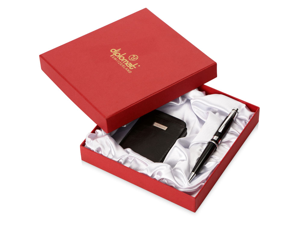 Набор: визитница, ручка шариковая с логотипом Diplomat | Print Logo
