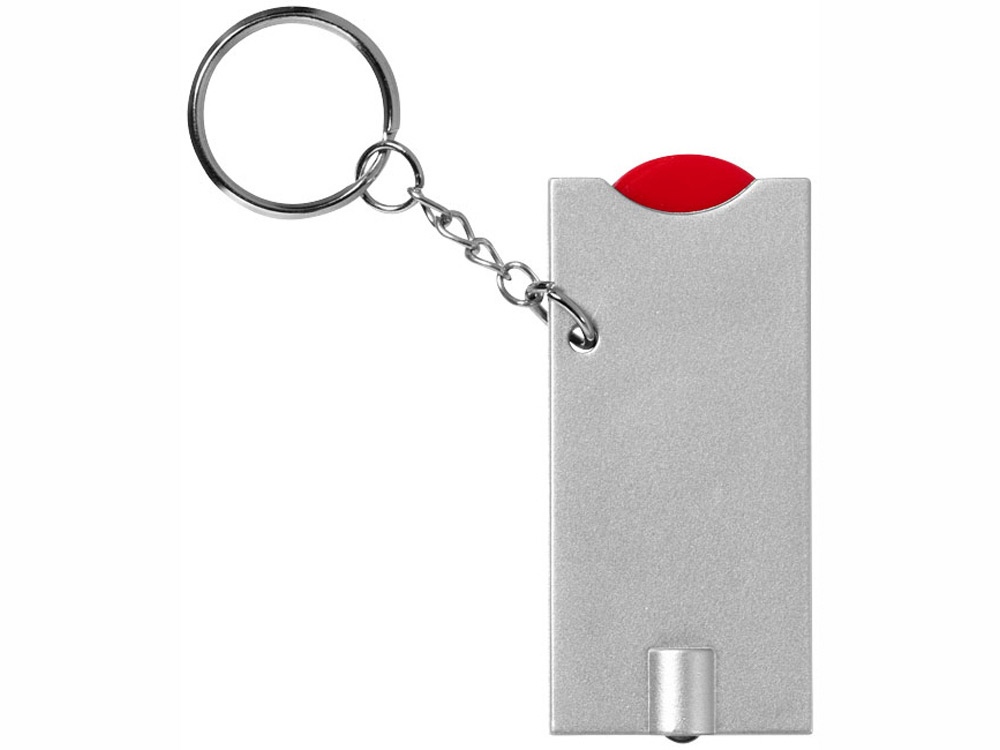 Брелок-держатель для монет Allegro с фонариком, красный/серебристый