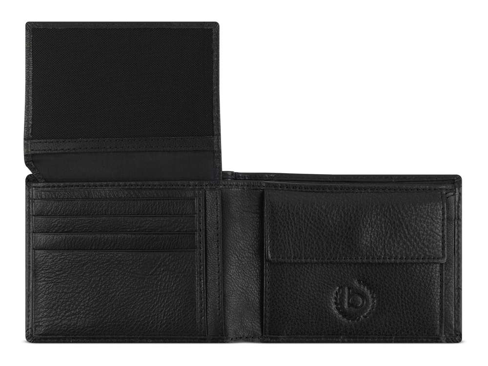 Портмоне BUGATTI НЕВИО | NEVIO, чёрный, воловья кожа/козья кожа/полиэстер, 12,5х2,5х9,3 см