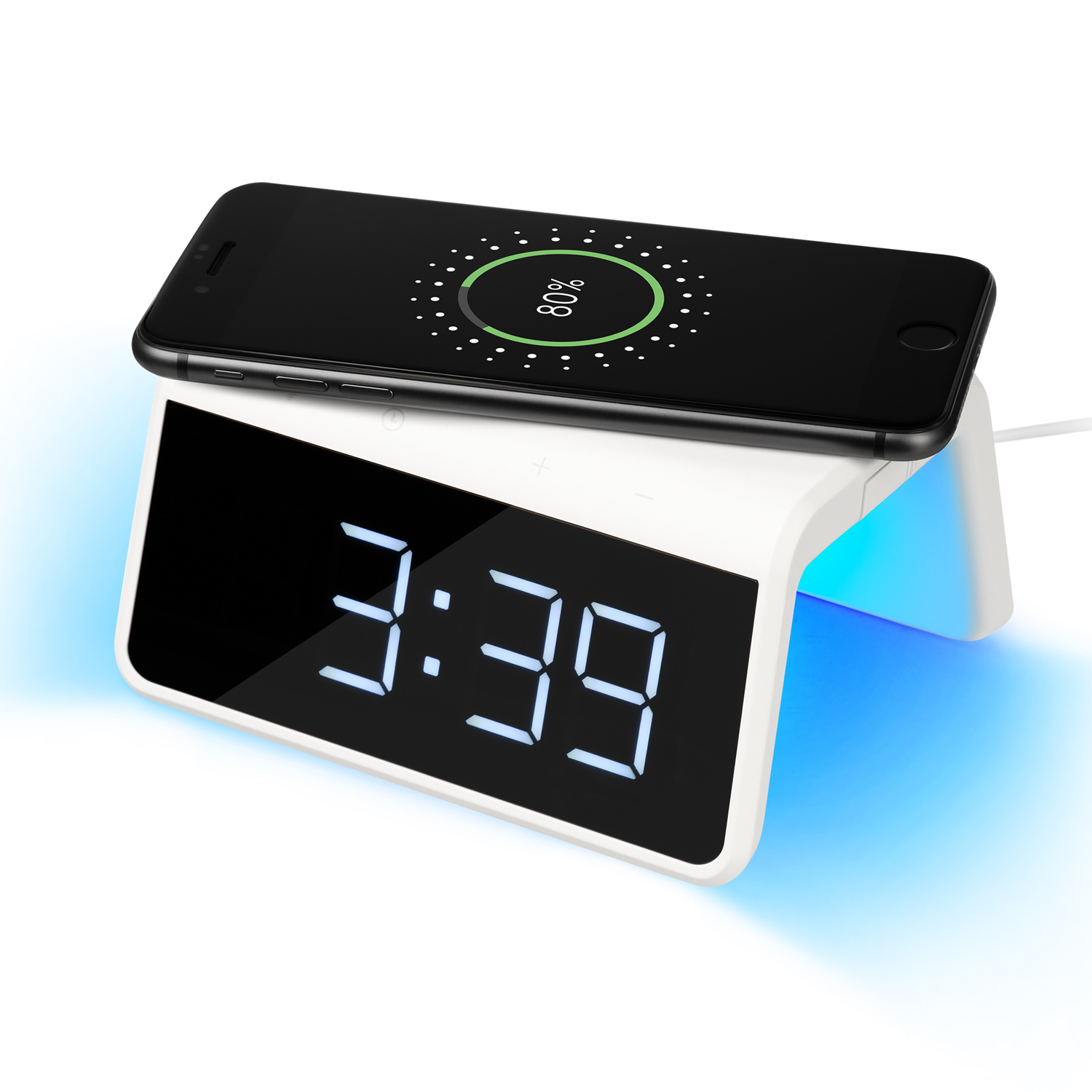 Зарядная станция с часами 15W Флейм (Flame), белая