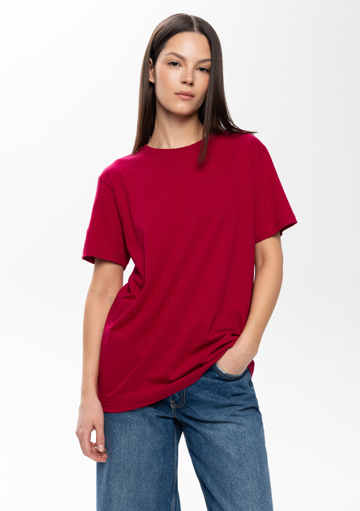 Футболка унисекс без бокового шва STAN хлопок 160, 02, Бордовый,  (66)  (52/XL)