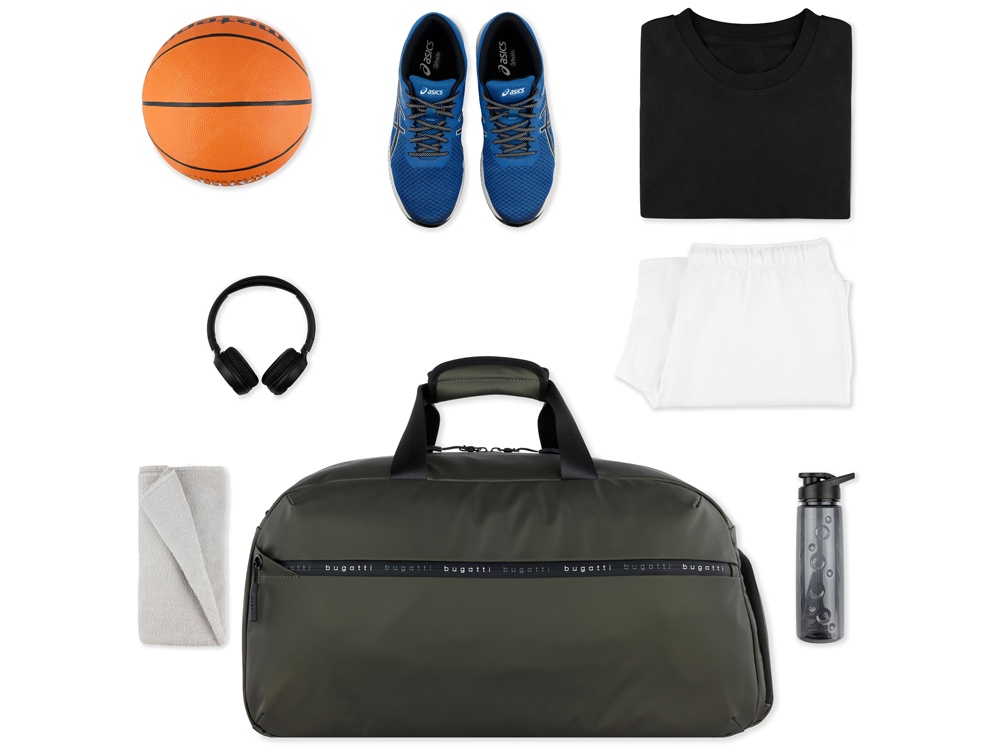 Сумка спортивная BUGATTI БЛАНК | BLANC, оливковая, тарпаулин/полиэстер, 52х26х27,5 см