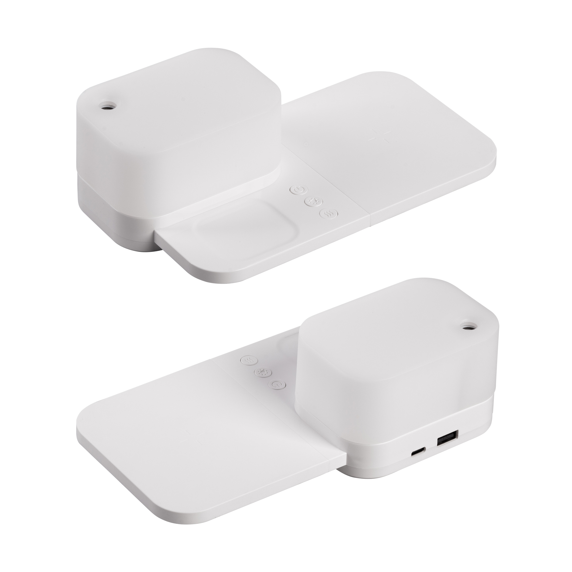 Настольная беспроводная (15W) зарядная станция  "Smart Base" с увлажнителем и лампой фото на сайте Print Logo.