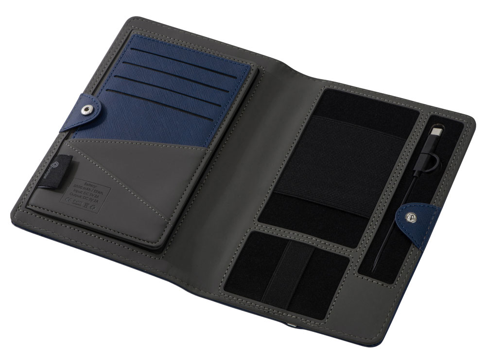 Органайзер с функцией беспроводной зарядки Manner, 5000 mah, темно-синий (Р)