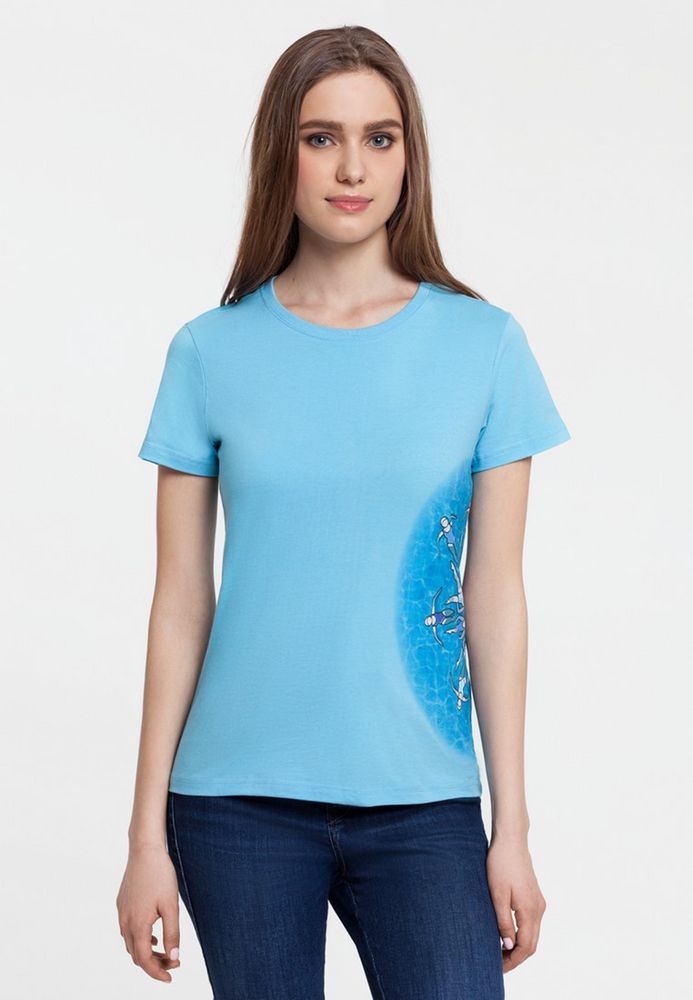 Футболка женская «Вместе и вовремя» с логотипом Принтэссенция | Print Logo