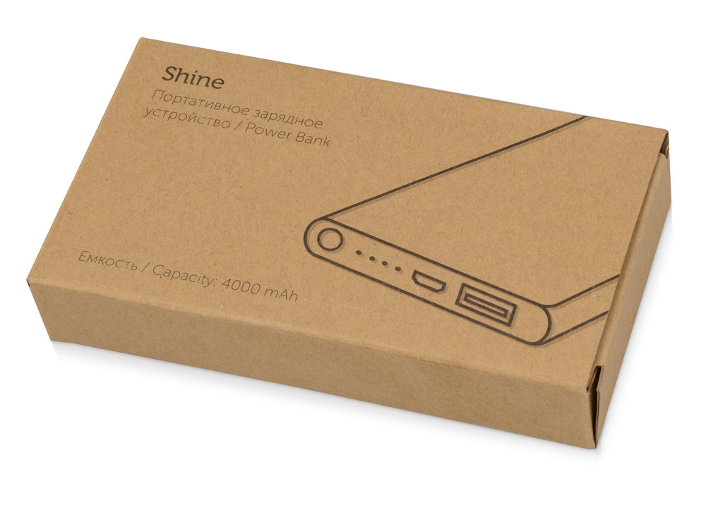 Портативное зарядное устройство Shine с зеркальной гравировкой, 4000 mAh, темно-синий