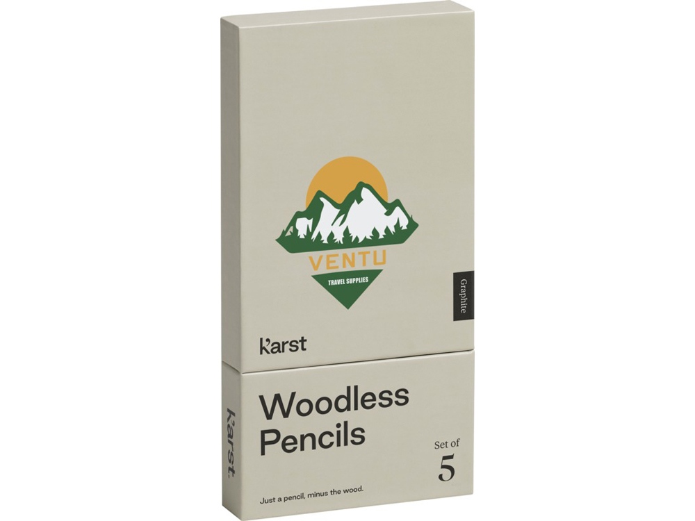 K'arst, набор из 5 графитовых карандашей 2B без дерева, серый
