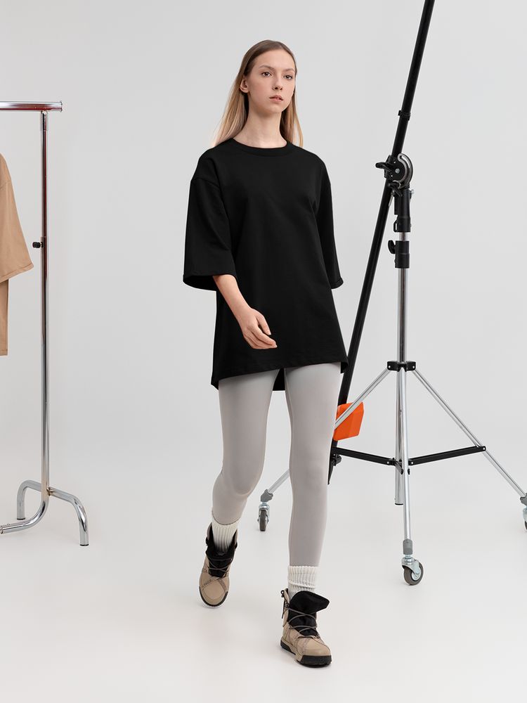 Футболка оверсайз унисекс Kosmos 2.0, черная, размер XS/S